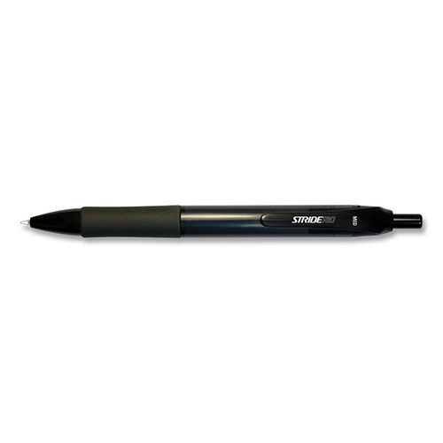 Stride StrideRio Gel Pen, Retractable, Medium 0.7 mm, Black Ink, Translucent Black Barrel, 12/Box