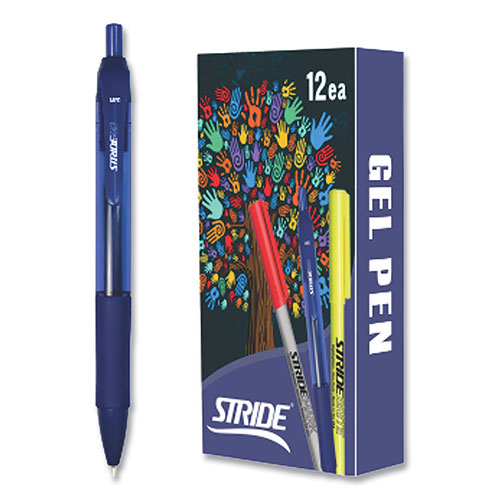 Stride StrideRio Gel Pen, Retractable, Medium 0.7 mm, Blue Ink, Translucent Blue Barrel, 12/Box