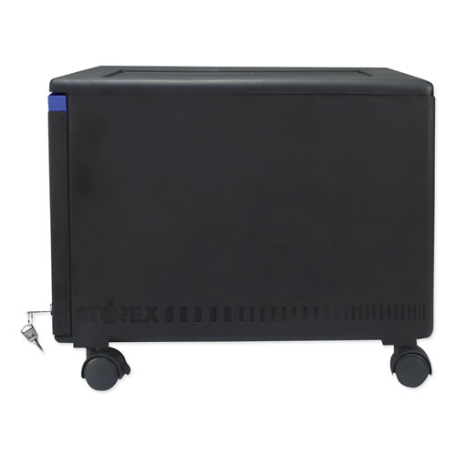 Storex Single-Drawer Mobile Filing Cabinet, 14.75w x 18.25d x 12.75h, Black/Blue