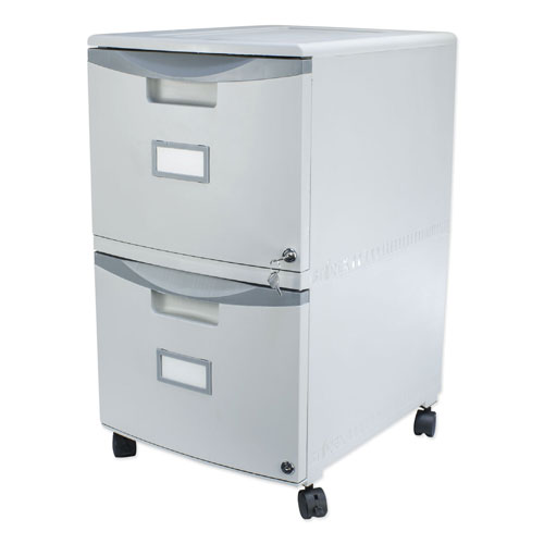 Storex Two-Drawer Mobile Filing Cabinet, 14.75w x 18.25d x 26h, Gray