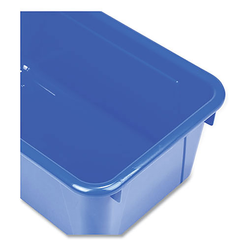 Storex Cubby Bin with Lid, 1 Section, 2 gal, 8.2 x 12.5 x 11.5, Blue, 5/Pack