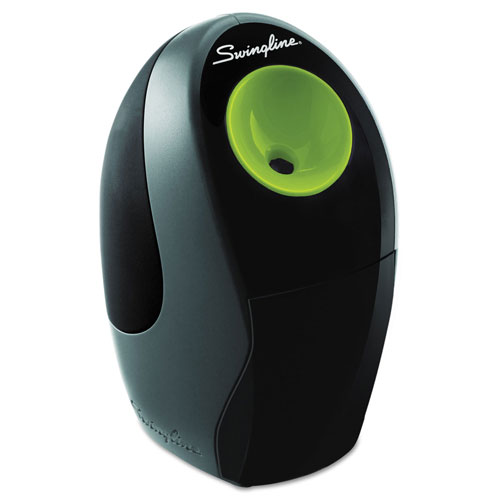 Swingline Compact Electric Pencil Sharpener, AC/Battery-Powered, 3.25" x 4.4" x 5.5", Graphite/Green