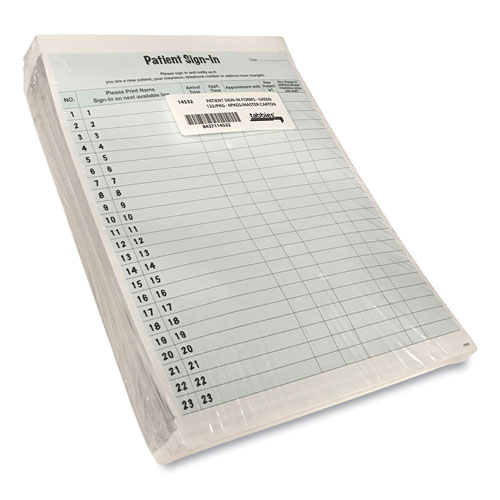 Tabbies Patient Sign-In Label Forms, 8 1/2 x 11 5/8, 125 Sheets/Pack, Green