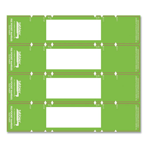 Tabbies File Pocket Handles, 9.63 x 2, Green/White, 4/Sheet, 12 Sheets/Pack