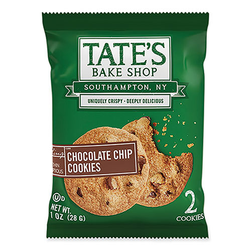 Tate's Chocolate Chip Cookies Snack Packs, 1 oz. Pack, 2 Cookies/Pack, 8 Packs/Box, 2 Boxes/Carton