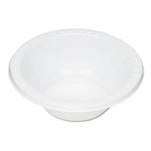 Tablemate Plastic Dinnerware, Bowls, 12oz, White, 125/Pack