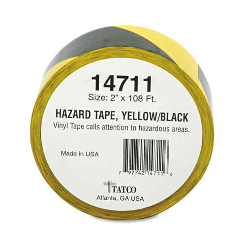 Tatco Hazard Marking Aisle Tape, 2w x 108ft Roll