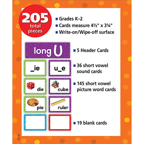 Teacher Created Resources Long Vowels Pocket Chart Cards - Skill Learning: Long Vowels - 205 Pieces