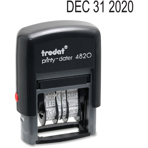 Trodat Date Only Stamp - Date Stamp - 0.38" Impression Width x 1.62" Impression Length - 10000 Impression(s) - Black - Recycled - 1