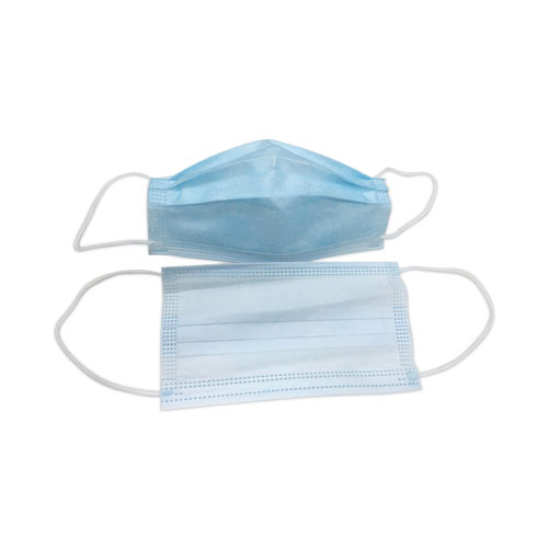 GN1 Three-Ply General Use Face Mask, Blue/White, 2,500/Carton