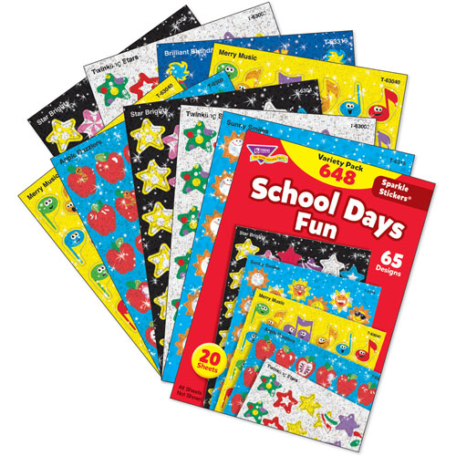 Trend Enterprises Stickers, Sparklers, School Days, 65 Designs, 648/Pk
