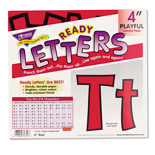 Trend Enterprises Ready Letters Playful Combo Set, Red, 4"h, 216/Set