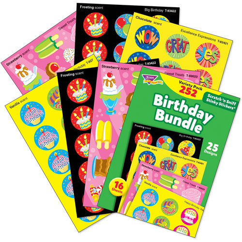Trend Enterprises Stickers, Birthday Theme, Scented, 25 Designs, 252/St