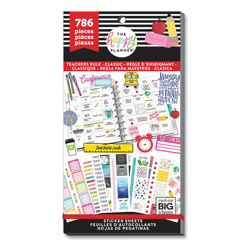 The Happy Planner® Teachers Rule Stickers for Happy Planner, Teaching Theme, Assorted Colors, 786 Stickers