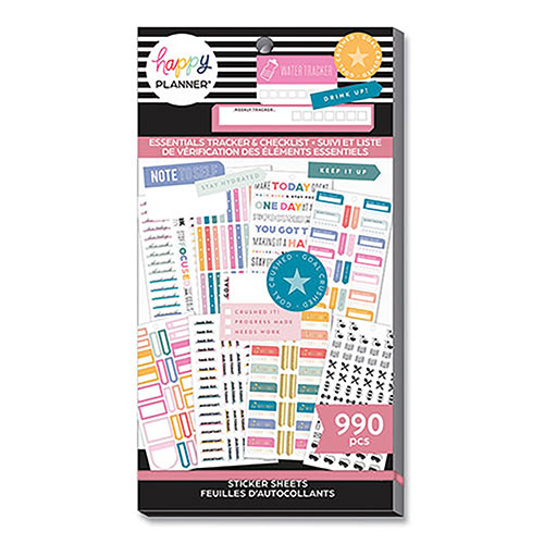  The Happy Planner Sticker Pack for Calendars, Journals and  Projects –Multi-Color, Easy Peel – Scrapbook Accessories – Essential  Trackers & Checklist Theme – 30 Sheets, 990 Stickers Total : Office Products