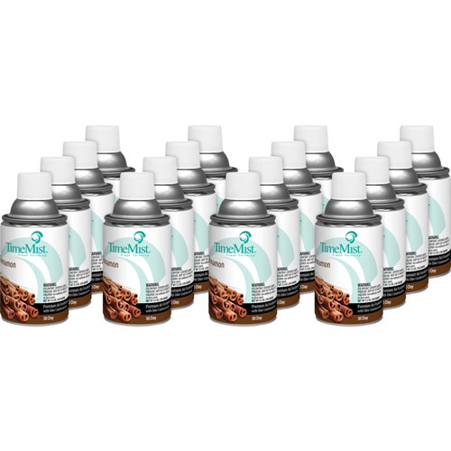 Timemist Cinnamon Premium Air Freshener Spray, Aerosol, 5.3 fl oz (0.2 quart), Cinnamon, 30 Day, 12/Carton, Long Lasting, Odor Neutralizer