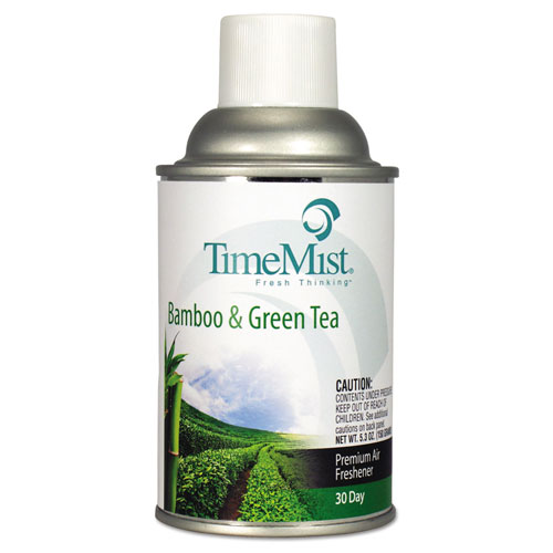 Timemist Premium Metered Air Freshener Refill, Bamboo/Green Tea, 6.6 oz Aerosol, 12/Carton