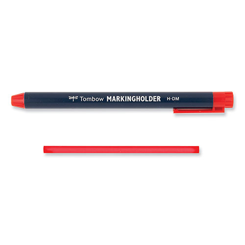 Tombow Wax-Based Marking Pencil, 4.4 mm, Red Wax, Navy Blue Barrel, 10/Box, TOM51537