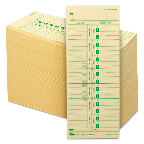 TOPS Time Clock Cards, Replacement for 10-800292, One Side, 3.5 x 9, 500/Box