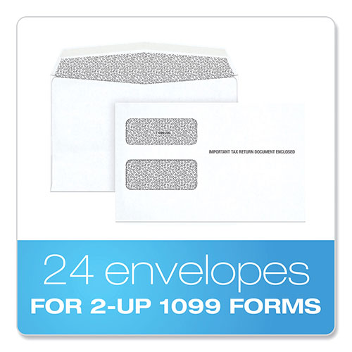 TOPS 1099 Double Window Envelope, Commercial Flap, Gummed Closure, 5.63 x 9, White, 24/Pack