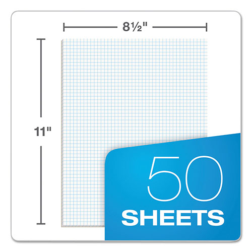TOPS Quadrille Pads, Quadrille Rule (5 sq/in), 50 White 8.5 x 11 Sheets
