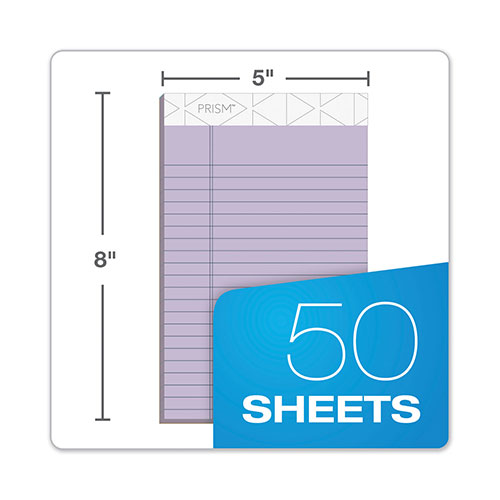 TOPS Prism + Colored Writing Pads, Narrow Rule, 50 Pastel Orchid 5 x 8 Sheets, 12/Pack