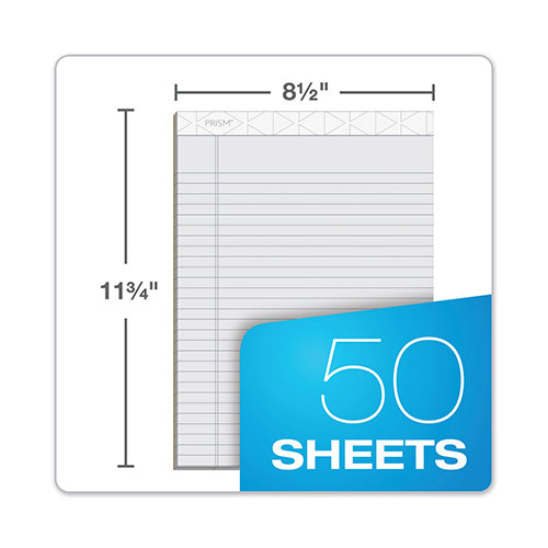 TOPS Prism + Colored Writing Pads, Wide/Legal Rule, 50 Pastel Gray 8.5 x 11.75 Sheets, 12/Pack