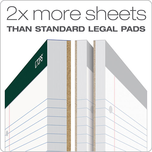 TOPS Double Docket Ruled Pads, Wide/Legal Rule, 8.5 x 11.75, White, 100 Sheets, 6/Pack