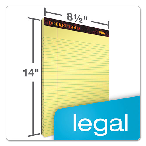TOPS Docket Gold Ruled Perforated Pads, Wide/Legal Rule, 50 Canary-Yellow 8.5 x 14 Sheets, 12/Pack
