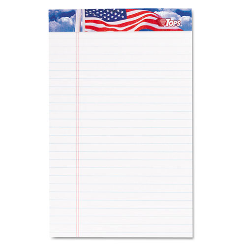 TOPS American Pride Writing Pad, Narrow Rule, 5 x 8, White, 50 Sheets, 12/Pack