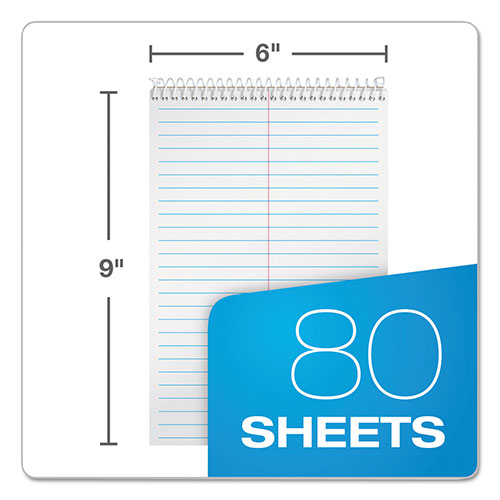 TOPS Steno Pad, Gregg Rule, Assorted Cover Colors, 80 White 6 x 9 Sheets, 4/Pack