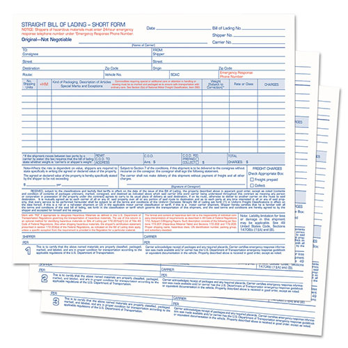 TOPS Hazardous Material Short Form, Three-Part Carbonless, 7 x 8.5, 1/Page, 250 Forms