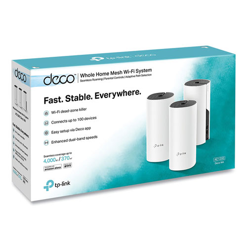TP-LINK Deco M4 AC1200 Whole Home Mesh Wi-Fi System, 2 Ports, Dual-Band 2.4 GHz/5 GHz