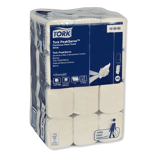 Tork PeakServe Continuous Hand Towel, 7.91 x 8.85, White, 410 Wipes/Pack, 12 Packs/Carton