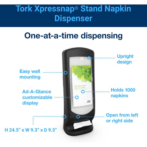Tork Xpressnap® Stand Napkin Dispenser Black N4 - Xpressnap® Stand Napkin Dispenser Black N4, Upright Design, Signature Range, 24.5