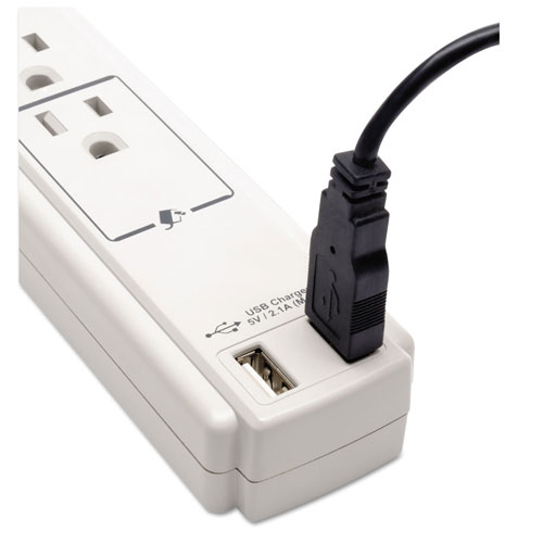 Tripp Lite Protect It! Surge Protector, 6 Outlets/2 USB, 6 ft. Cord, 990 Joules, Gray