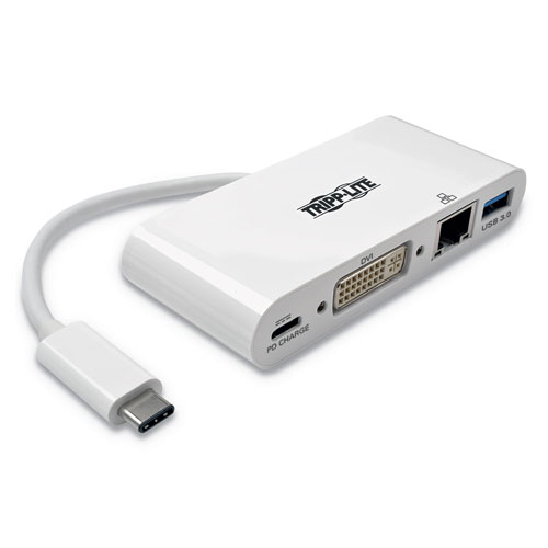 Tripp Lite USB 3.1 Gen 1 USB-C to DVI Adapter, USB-A/USB-C PD Charging/Gigabit Ethernet