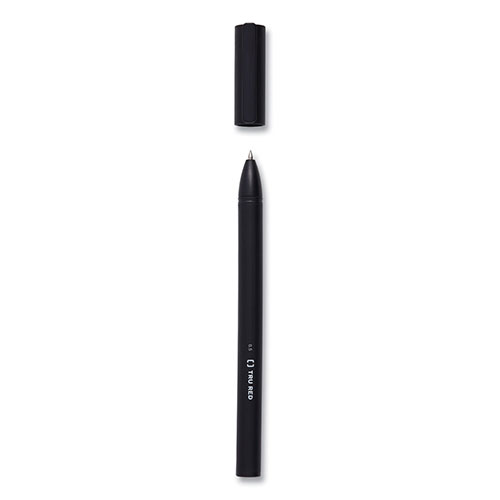 TRU RED™ Quick Dry Stick Gel Pen, Fine 0.5 mm, Black Ink, Black Barrel, Dozen