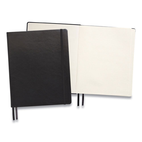 TRU RED™ Flexible-Cover Business Journal, Quadrille Rule, Black Cover, 8 x 10, 128 Sheets