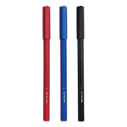 TRU RED™ Stick Ballpoint Pen, Medium 1 mm, Assorted Ink Colors, Assorted Barrel Colors, 60/Pack