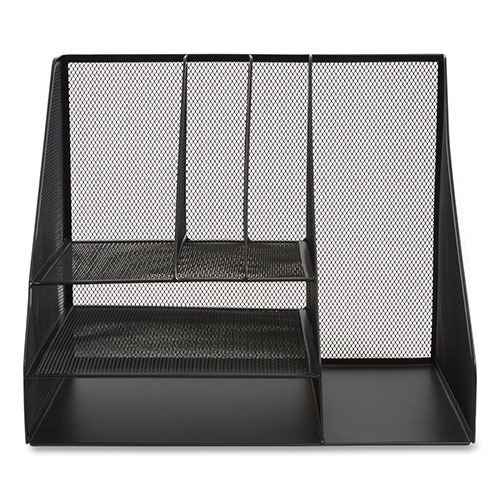 TRU RED™ Wire Mesh Combination Organizer, Vertical/Horizontal, 8 Sections, Letter-Size, 12 x 12 x 13.97, Matte Black