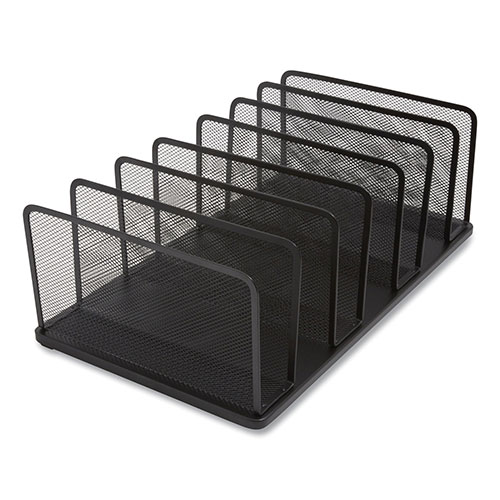 TRU RED™ Wire Mesh Vertical Document Sorter, 7 Sections, Letter-Size, 8.54 x 15.43 x 8.77, Matte Black