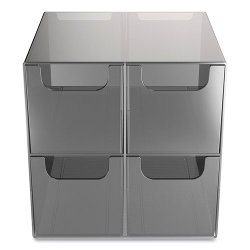 TRU RED™ Plastic Cube Desktop Organizer, 4-Compartment, 6 x 6 x 6, Smoke