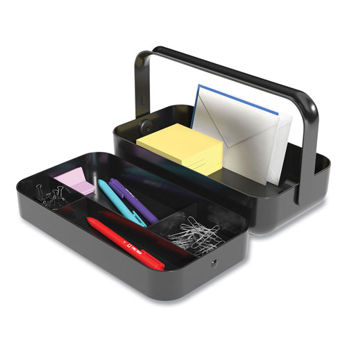 TRU RED™ Plastic Desktop Caddy, 5-Compartment, 4.33 x 11.5 x 8.07, Black