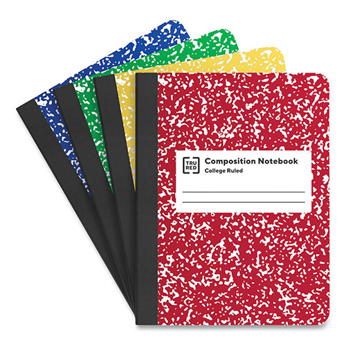 TRU RED™ Composition Notebook, Medium/College Rule, Assorted Color Covers, 9.75 x 7.5, 100 Sheets, 4/Pack