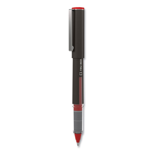 TRU RED™ Roller Ball Pen, Stick, Fine 0.5 mm, Assorted Ink Colors, Black Barrel, 3/Pack