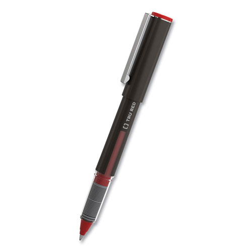TRU RED™ Roller Ball Pen, Stick, Fine 0.5 mm, Assorted Ink Colors, Black Barrel, 3/Pack