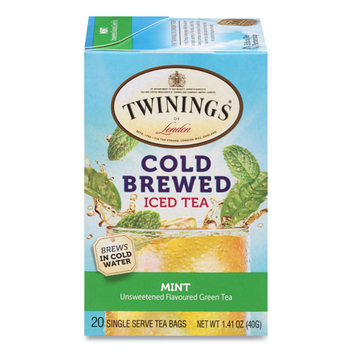 Twinings Cold Brew Iced Tea Bags, Mint, 0.07 oz Tea Bag, 20/Box