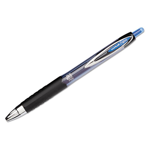 Uni-Ball Signo 207 Retractable Gel Pen, Bold 1mm, Blue Ink, Black/Blue Barrel, Dozen