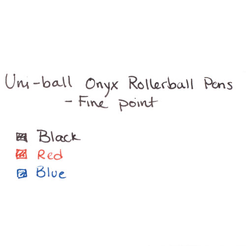 Uni-Ball ONYX Stick Roller Ball Pen, Fine 0.7mm, Blue Ink, Black Matte Barrel, 72/Pack